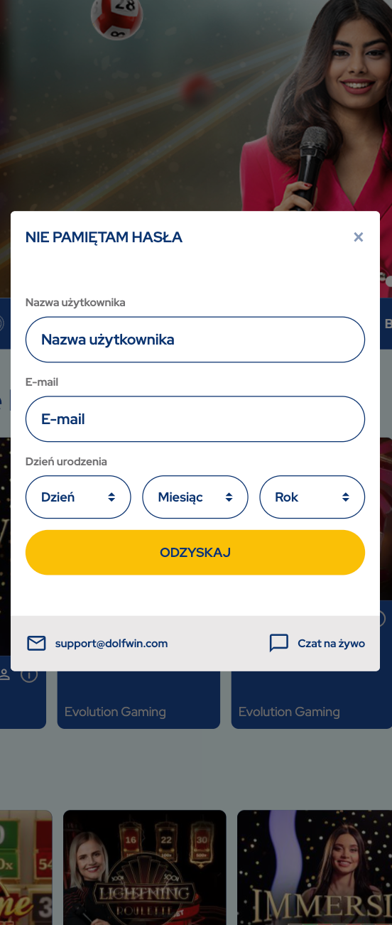 Proces odzyskiwania hasła Dolfwin